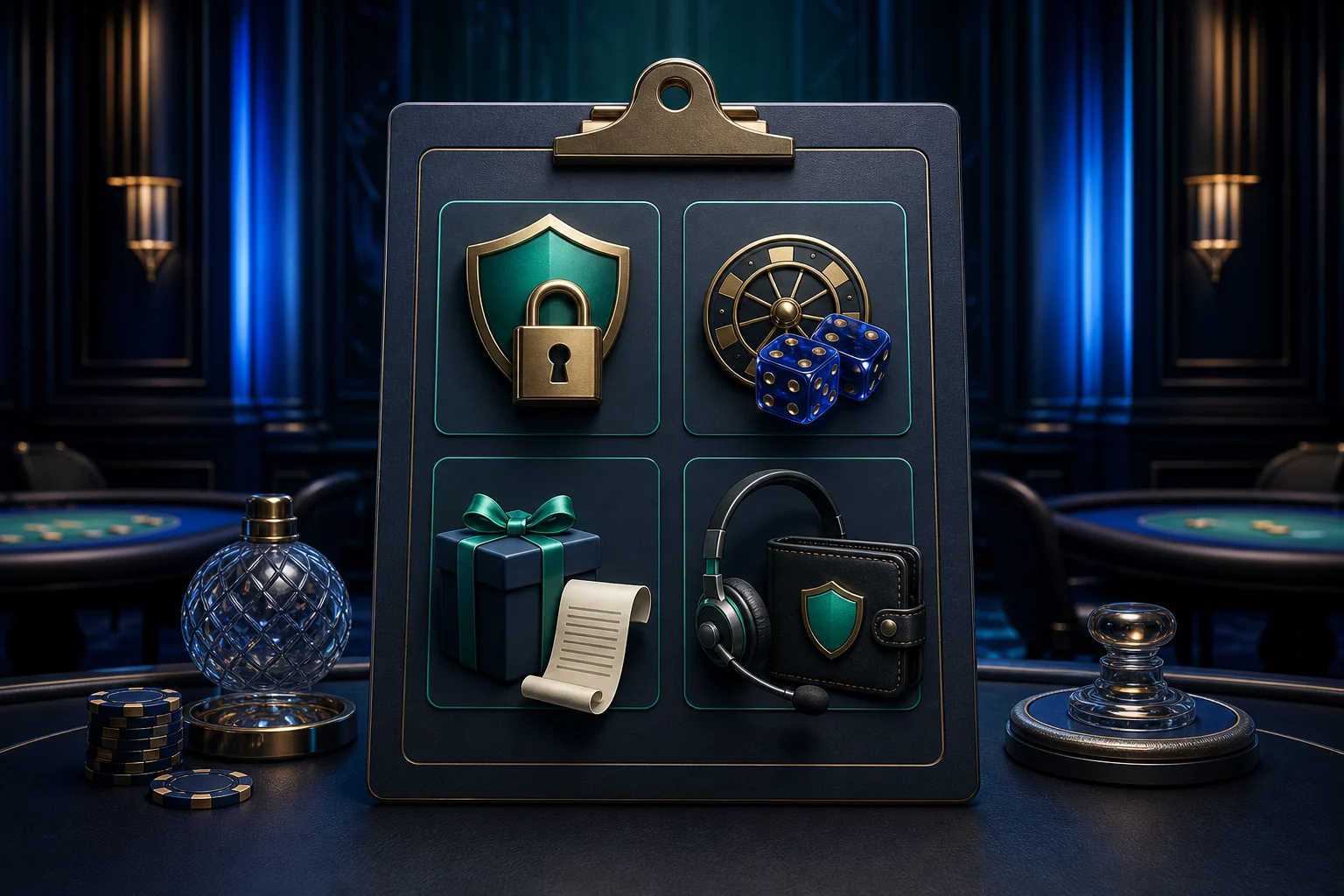 Painel visual de avalia��o com prote��o, jogos, b�nus e pagamentos